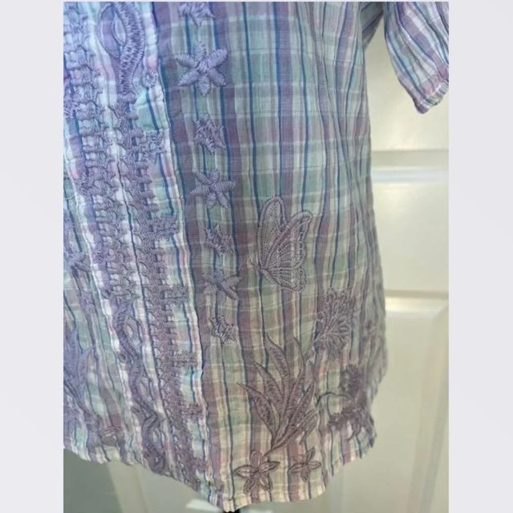 Johnny Was Malo Puff Sleeve Embroidered Butterfly Blouse - Size Small - NWT